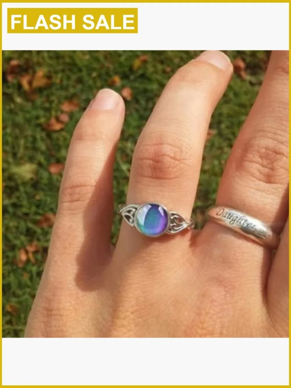 925 Sterling Silver Mood Ring CZ Eternity Band Size 9